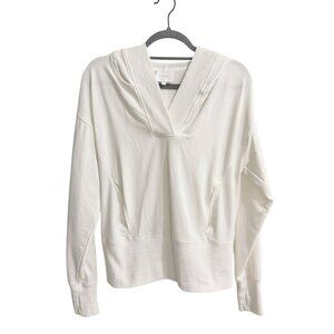 Sundays White Hooded Pullover Sweater Size S Cotton Spandex Blend Lightweight